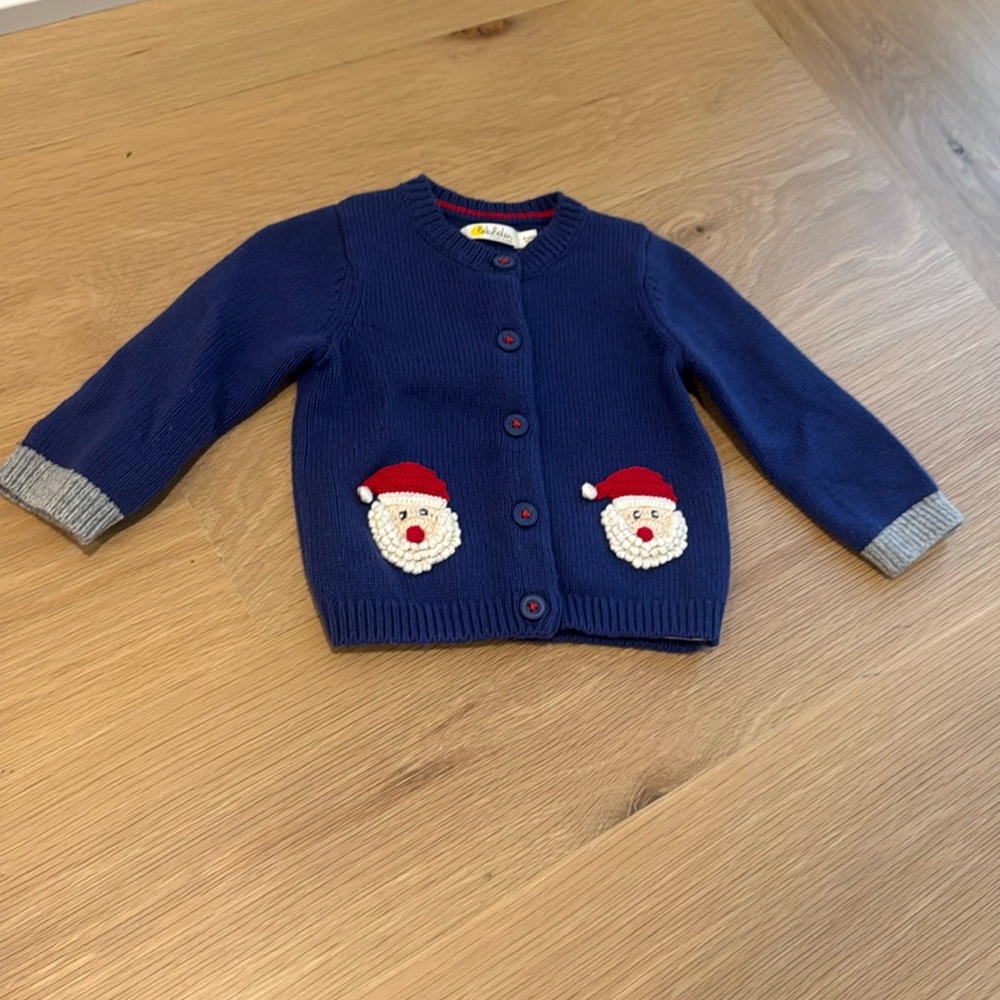 Mini Boden Navy Blue Santa Cardigan